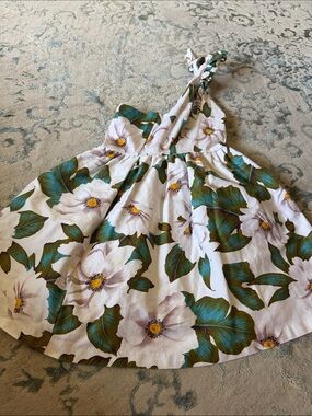 Backless Floral Sundress in White and Green made in USA.